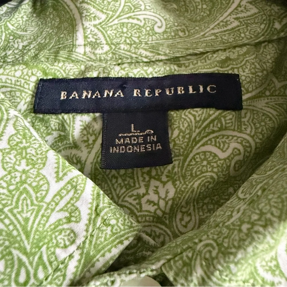 Banana Republic Shirt Mens L Paisley Long Sleeve Button Down Retro 60s 70s Boho